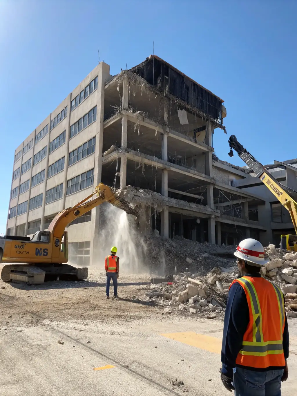 An interior shot of a commercial building undergoing selective demolition, with specific areas being removed while preserving the rest of the structure, highlighting MDH Contracting LLC's selective demolition expertise.